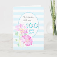 Nome personalizado Rosas cor-de-rosa e faixas 100º