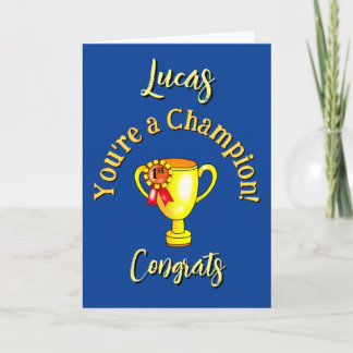 Cartão Nome Personalizado "Você é um Campeão!" Troféu de