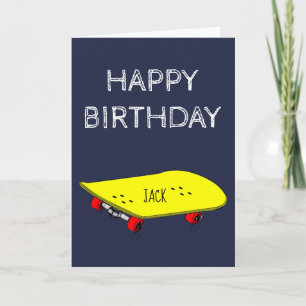 Cartão Nome personalizável de aniversário skateboard amar