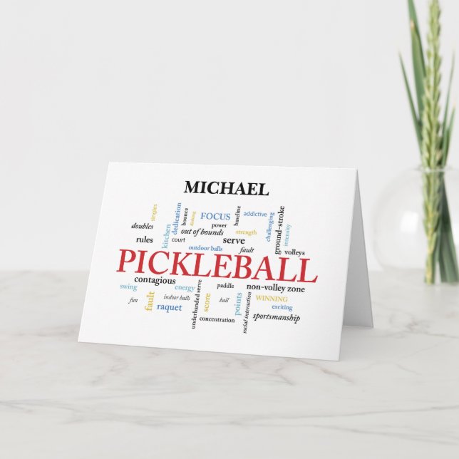 Cartão Nome personalizável do Pickleball - Boa sorte nas  (Frente)