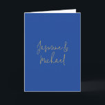 Cartão Nomes de Casal de Caligrafia Chic Adoráveis Azul e<br><div class="desc">Você pode facilmente alterar as fontes,  a imagem de fundo e a cor,  os caracteres das letras.</div>