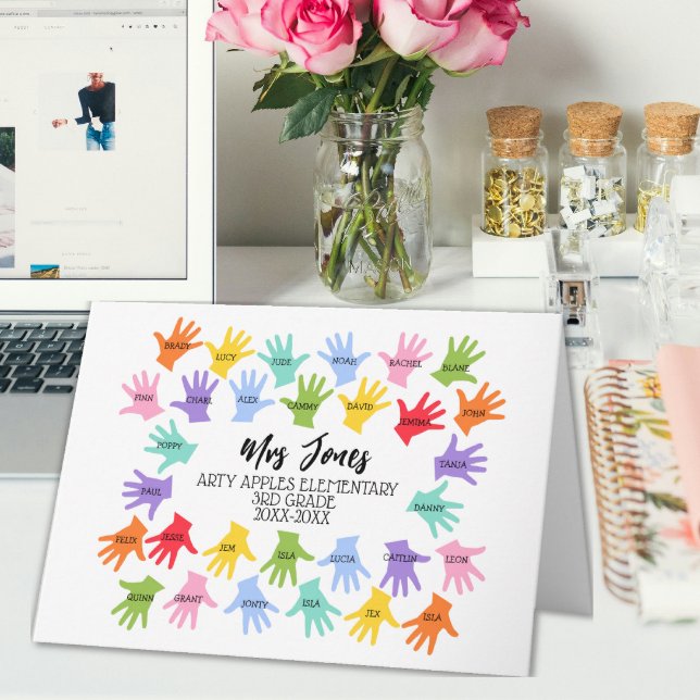 Cartão nomes de classe professor impressão obrigado de mã (Criador carregado)