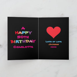 Cartão Nomes e Datas Personalizados Coloridos e Divertido