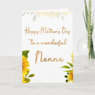 Cartão Nonna Mother's Day Sunflower Watercolor