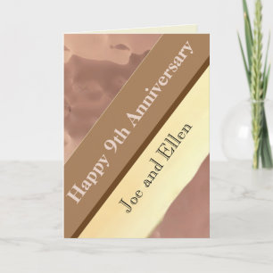 Cartão Nono aniversário de Casamento, Willow e Cobre