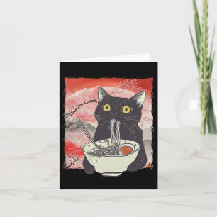 Cartão Noodais Engraçados De Gato Japonês Retro