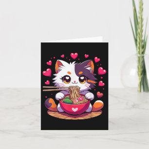 Cartão Noodles De Ramen Comendo Animo Com Corações Valent