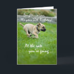 Cartão Nora, 50th corredor do filhote de cachorro do<br><div class="desc">Traga um sorriso a sua nora como você dá seus desejos em seu 50th aniversário. Este filhote de cachorro está funcionando através da grama tão rápido antes dos anos trave-o. Sua nora parece preocupada da obtenção idosa, de modo a o filhote de cachorro. Envie estes bonito e engraçado em seu...</div>