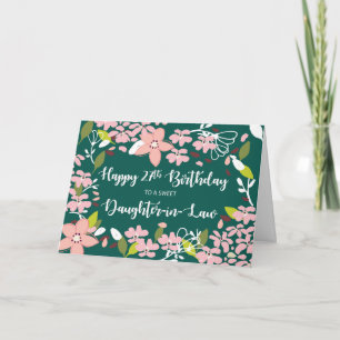 Cartão Nora no Aniversário de 27 Anos Flores Verdes