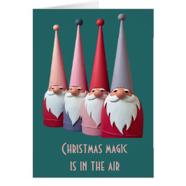 Cartão Nordic Gnomes Retro Modern Christmas Kitsch Cut