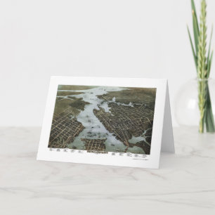 Cartão Norfolk and Portsmouth, VA Panoramic Map - 1873