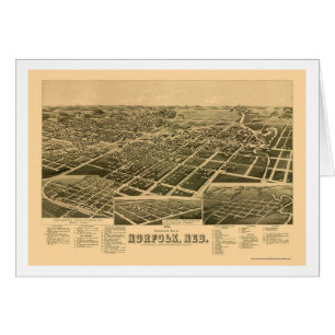 Cartão Norfolk, mapa panorâmico do NE - 1889