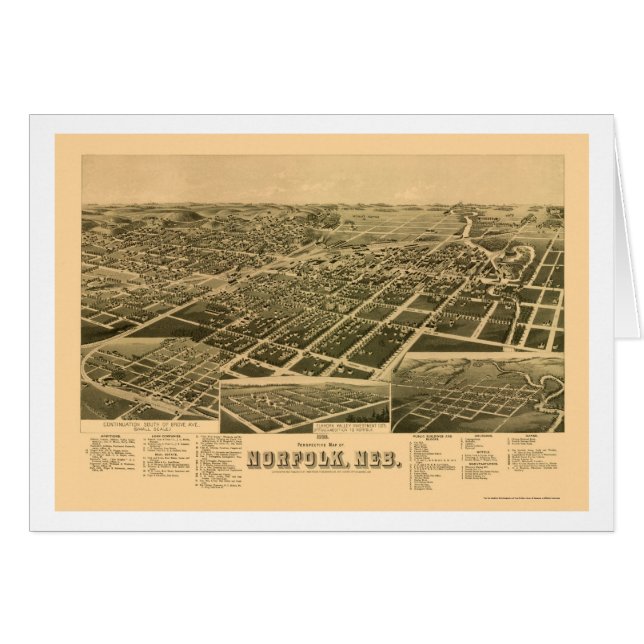 Cartão Norfolk, mapa panorâmico do NE - 1889 (Frente Horizontal)
