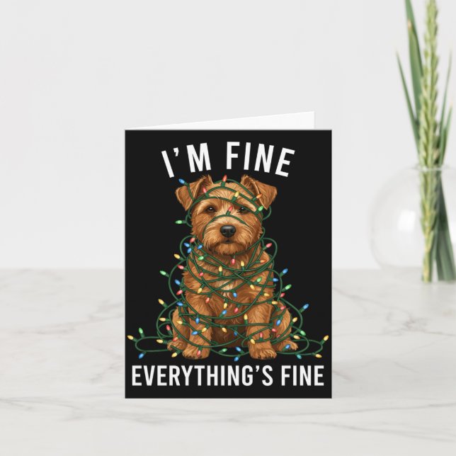 Cartão Norfolk Terrier Christmas I'm Fine Everything Is F (Frente)