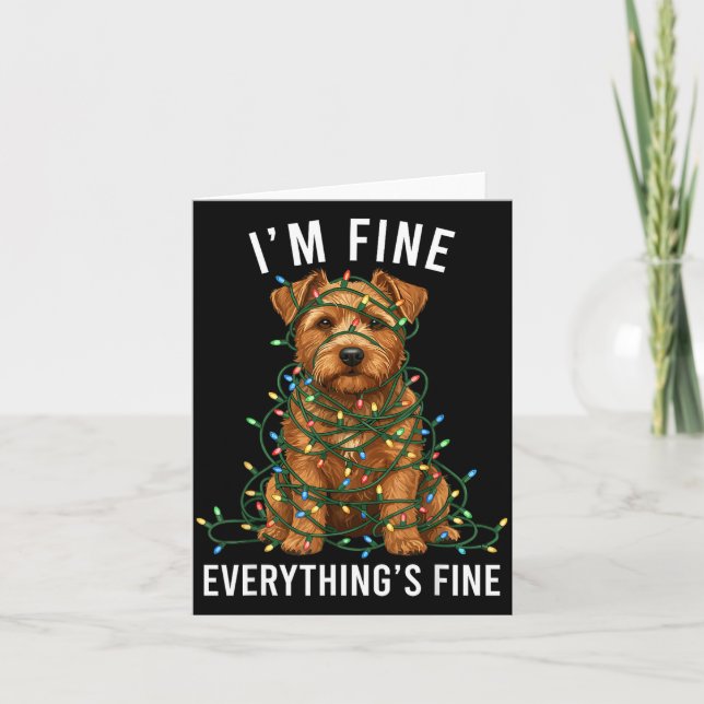 Cartão Norfolk Terrier Christmas I'm Fine Everything Is F (Frente)