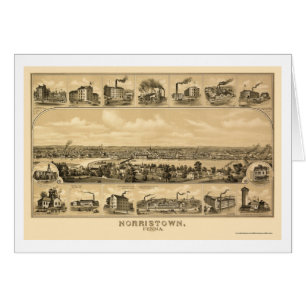 Cartão Norristown, mapa panorâmico do PA - 1881