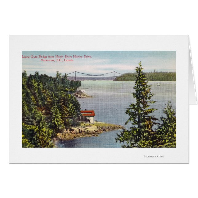 Cartão North Shore Marine Drive View of Lions Gate (Frente Horizontal)