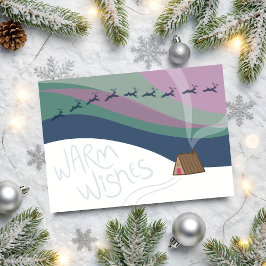 Cartão Northern Lights at the A-Frame Folded Holiday Card