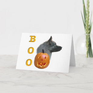 Cartão Norueguês Elkhound Halloween Boo