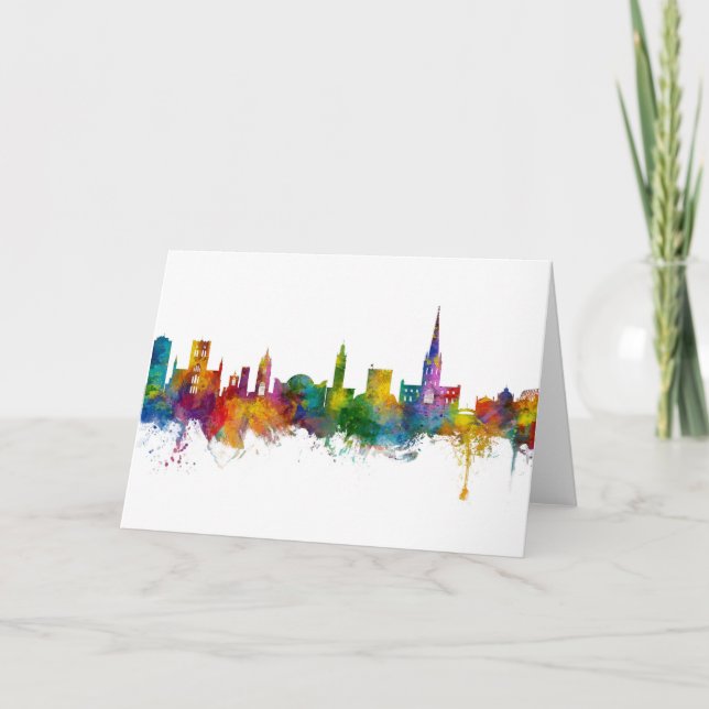 Cartão Norwich England Skyline (Frente)