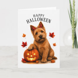 Cartão Norwich Terrier Halloween Cão Diabo