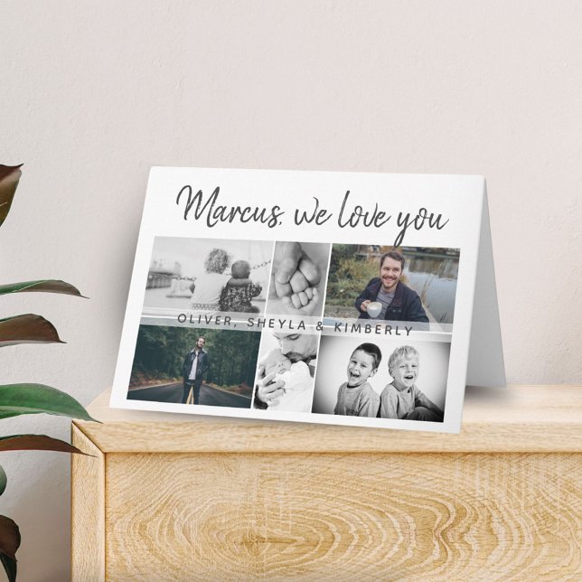 Cartão Nós amamos você Colagem de 6 Fotos Modern Script (Criador carregado)