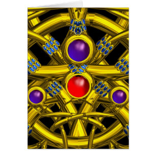 CARTÃO NÓS CELTICOS DOURADOS COM DRAGÕES GÊMEOS