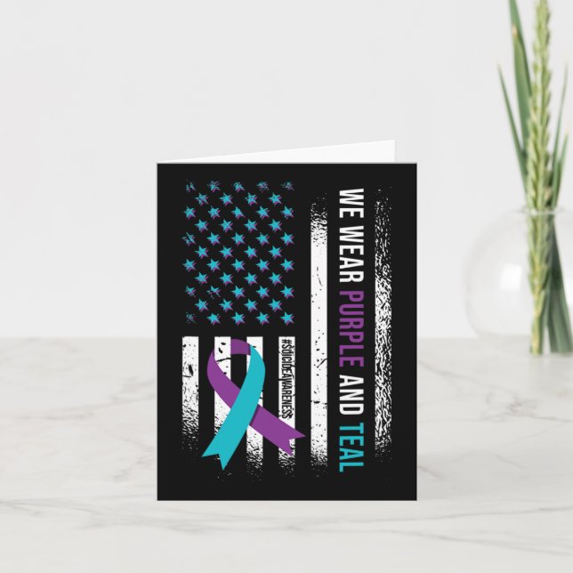 Cartão Nós Vestimos Roxo E Teal (Frente)