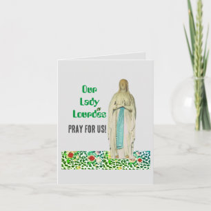 Cartão Nossa carta de saudação dobrada de Lourdes