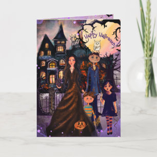 Cartão Nossa Casa Assombrada Família Monstro Halloween