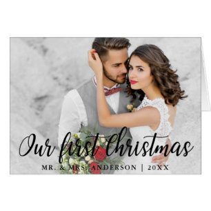 Cartão Nossa Primeira Foto De Casamento De Natal Dobrada