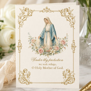 Cartão Nossa Senhora da Graça Oração Mariana Floral Catól