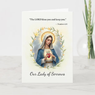 Cartão Nossa Senhora das Dores Paz e Bênçãos de Deus