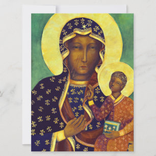 Cartão Nossa Senhora de Częstochowa Ícone da Madona Negra