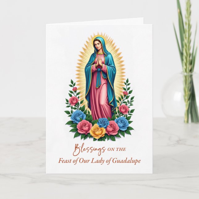Cartão Nossa Senhora de Guadalupe Abençoa Maria (Frente)