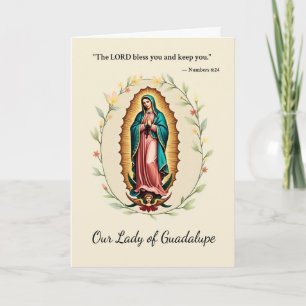 Cartão Nossa Senhora de Guadalupe, Paz e Bênçãos de Deus