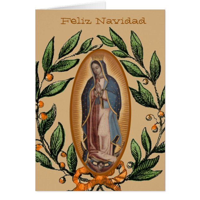 Cartão Nossa Senhora de Guadalupe Virgem Mary Feliz Navid (Frente)