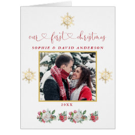Cartão Nosso Primeiro Casamento De Foto Floral Floco De N