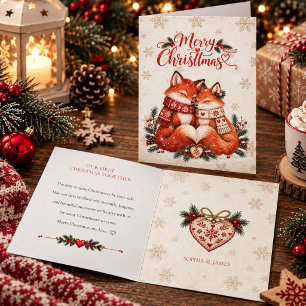 Cartão Nosso Primeiro Natal Juntos Casal Raposa Nórdica