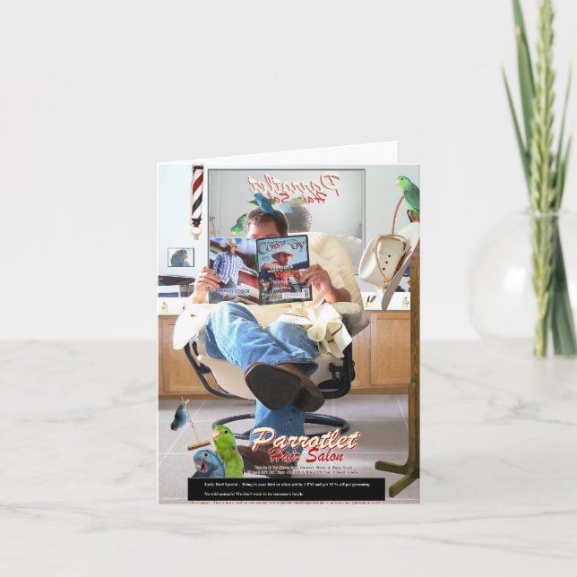 Cartão Nostálgico cowboy americano no baber - bilhete de  (Frente)