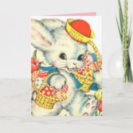 Cartão Nostálgico Felz pascoa Bunny Vintage