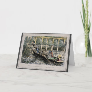 Cartão nostálgico humorístico - pesca com família