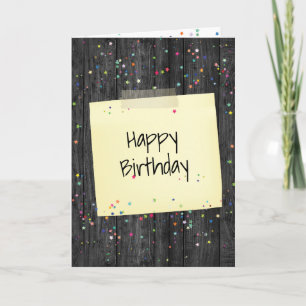 Cartão Nota de Aniversário em Madeira
