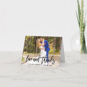Cartão Nota de Casamento de Obrigados e Amor com Script d