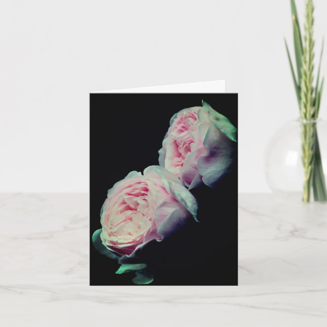 Cartão Nota de Fotografia de Flores de Rosas Rosa Elegant (Frente)