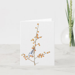 Cartão Nota de Pássaro de Nuthatte de Aquarela