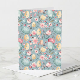 Cartão Nota Decorativa de Flores de Páscoa Pastel
