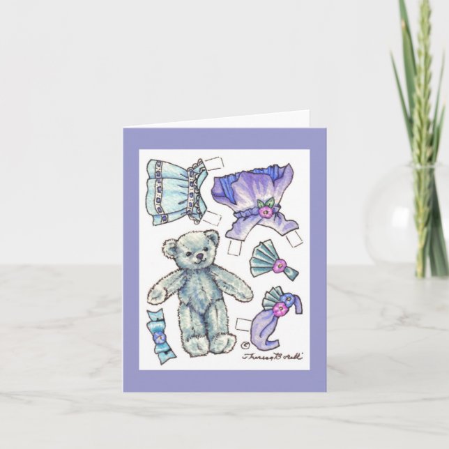 Cartão Nota sobre Vazio de Ursinho de Boneca de Papel (Frente)