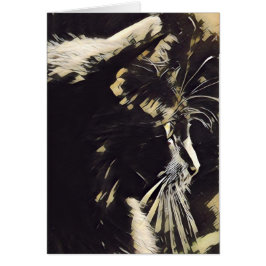 Cartão Notas da arte do gato, perfil do gato preto (vazio