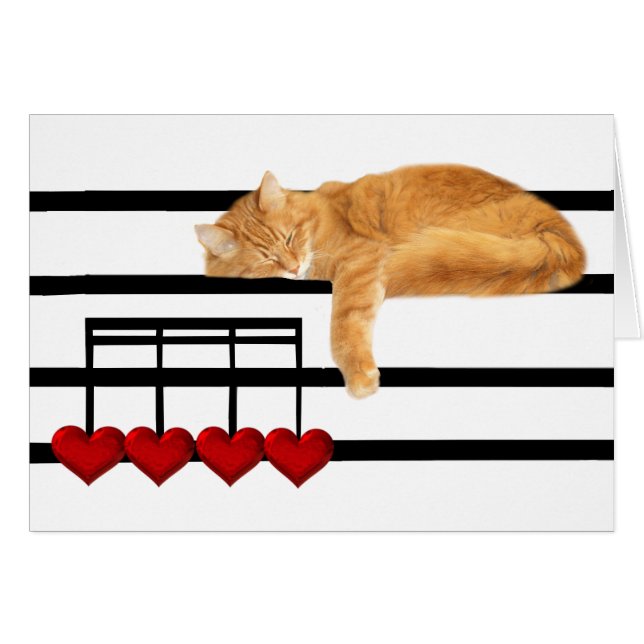 Cartão Notas de amor do gato (Frente Horizontal)